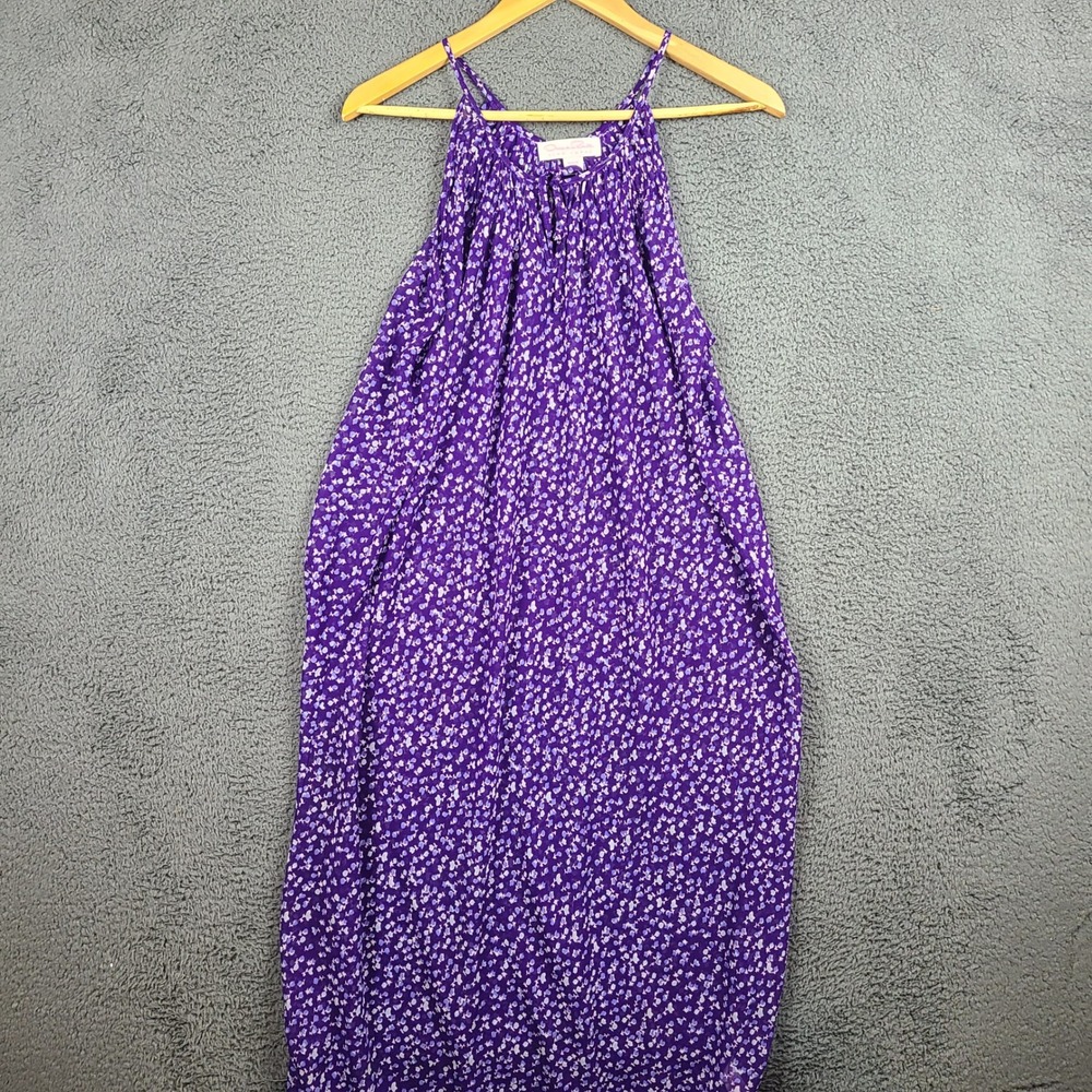 Oscar de la Renta Pink Label Purple Floral Halter Chemise Nightgown Dress Size M